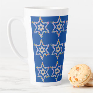 Taza De Café Latte Campo de estrellas judías en azul
