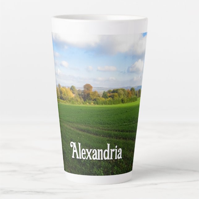 Taza De Café Latte Campo de otoño inglés - Personalizado grande (Anverso)