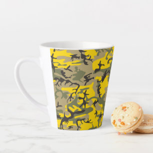 Taza De Café Latte Camuflaje amarillo y verde, ejército, ejército
