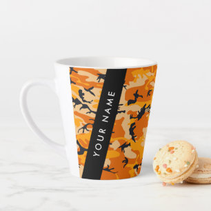 Taza De Café Latte Camuflaje naranja Su nombre Personaliza