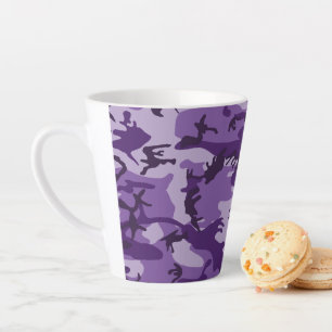 Taza De Café Latte Camuflaje Púrpura, Militar, Ejército