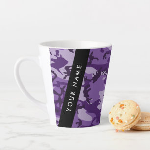 Taza De Café Latte Camuflaje púrpura Tu nombre Personaliza