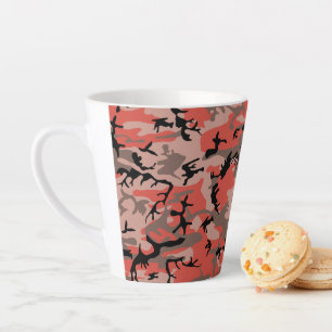 Taza De Café Latte Camuflaje rojo y marrón, militar, ejército