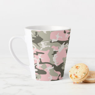 Taza De Café Latte Camuflaje rosa y verde, militar, ejército
