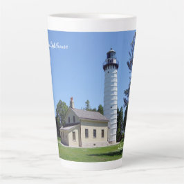 Taza De Café Latte Cana Island Lighthouse lata mug