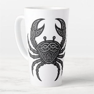 Taza De Café Latte Cáncer — Cangrejo Zodiaco de Tinta Embrujada