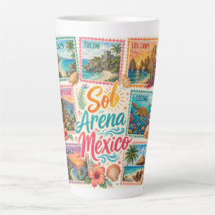 Taza De Café Latte Cancun Sol Arena México Playas Hermosas Tropical