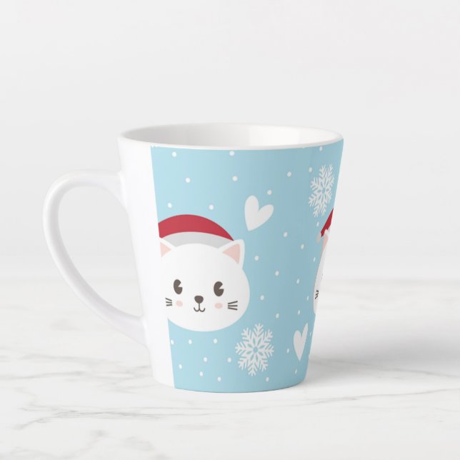 Taza De Café Latte caneca Cat Christmas  (Izquierda)