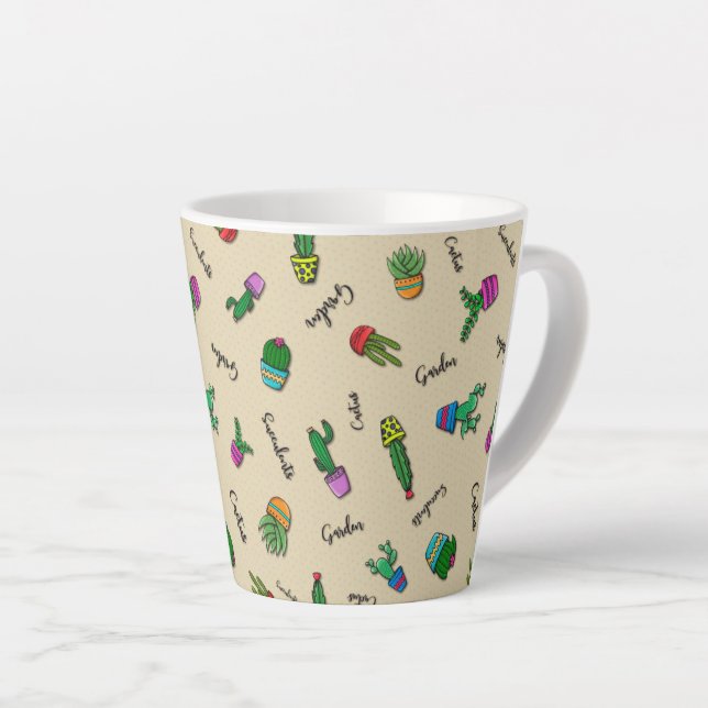 Taza De Café Latte Caneca Linha Cactus (Ángulo derecho)