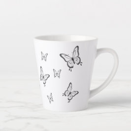 Taza De Café Latte Caneca Pequena Branca Borboletas