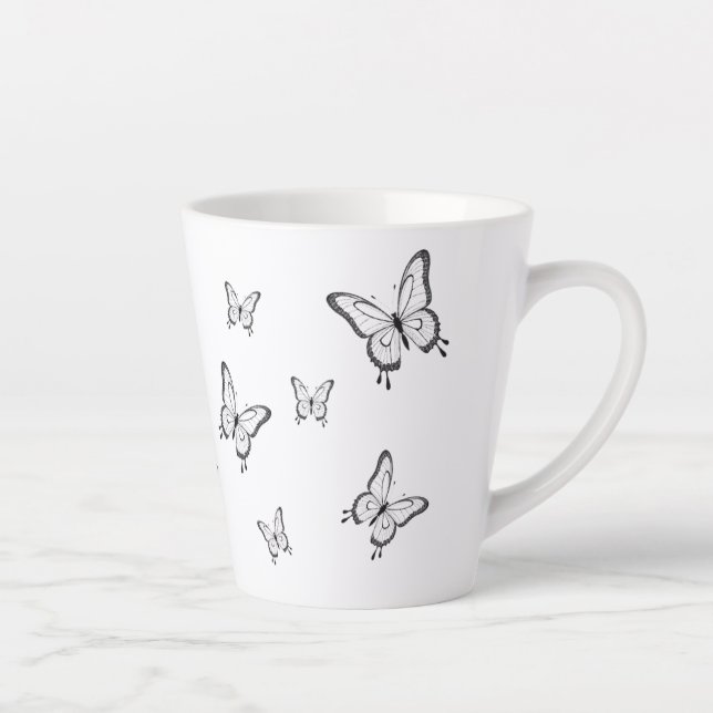 Taza De Café Latte Caneca Pequena Branca Borboletas (Derecha)