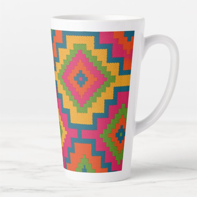 TAZA DE CAFÉ LATTE CANECAS CORES GEOMÉTRICO  (Derecha)