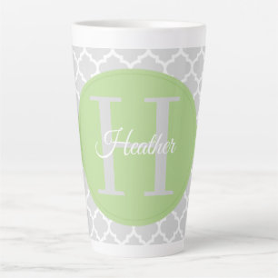 Taza De Café Latte Cañón latte personalizado del Quatrefoil verde
