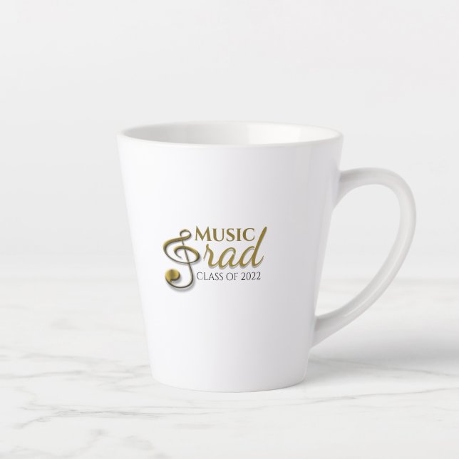 Taza De Café Latte Cantante graduado de música Gold Treble Clef (Derecha)