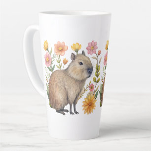 Taza De Café Latte Capibara floral