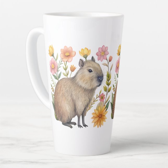Taza De Café Latte Capibara floral (Ángulo izquierdo)