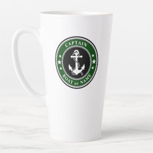 Taza De Café Latte Capitán de ancla náutica barco o nombre bosque g