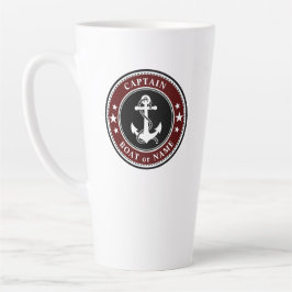 Taza De Café Latte Capitán de Anclaje Náutico Bote o Nombre Rojo Gran