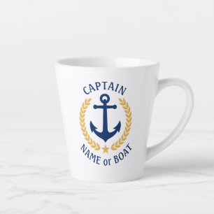 Taza De Café Latte Capitán Nombre del Barco Anchor Estrella del Laur