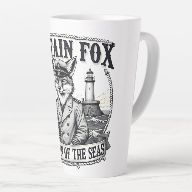 Taza De Café Latte Captain Fox Guardian of Seas Nautical Design (Ángulo derecho)