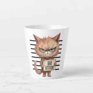 Taza De Café Latte Captura de pantalla de gato de mala actitud - Grac