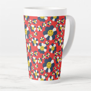 Taza De Café Latte Cara Sonriente Patriota Retro