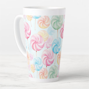 Taza De Café Latte Caramelos Deliciosos Piruletas Caprichosas