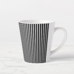 Taza De Café Latte Carboncillo, rayas negras y blancas