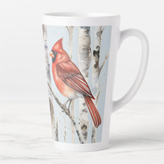 Taza De Café Latte Cardenal con Abedules (cuaderno coincidente dispon