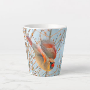 Taza De Café Latte Cardenal norte volando - Fotografía original
