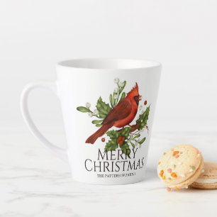 Taza De Café Latte Cardenal Rojo Acebo Cocoa Navideño Regalo Nombre P