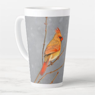 Taza De Café Latte Cardenal sobre pintura de bifurcaciones - Arte de 