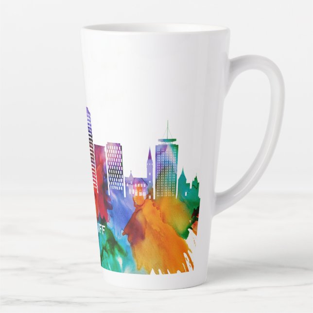 Taza De Café Latte Cardiff Skyline (Derecha)