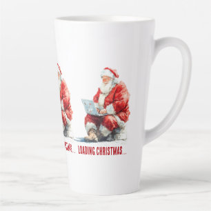 Taza De Café Latte Cargando Navidades Funny Santa Design