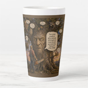 Taza De Café Latte Caricatura de inquilinos de condominio de árboles: