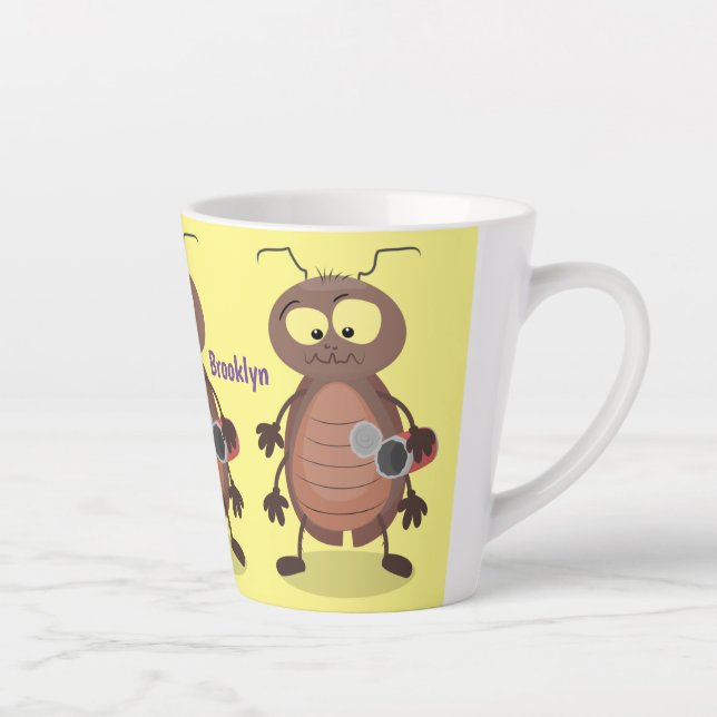 Taza De Café Latte Caricatura divertida de una cucaracha linda (Derecha)