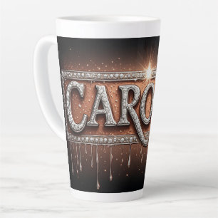 Taza De Café Latte Carolyn Nombre en oro que gotea
