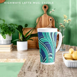 Taza De Café Latte Carreteras