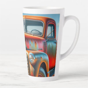 Taza De Café Latte Carreteras rusticas: Camión de época