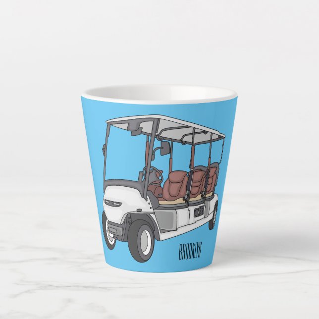 Taza De Café Latte Carro de golf / ilustracion personalizado de coche (Anverso)