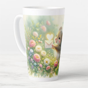 Taza De Café Latte Carta de amor de ratón de cottage prado