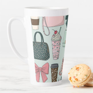 Taza De Café Latte Carteras, lazos y lattes