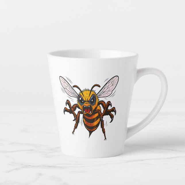 Taza De Café Latte Cartoon Wasp Charge Bold Insect Art (Derecha)