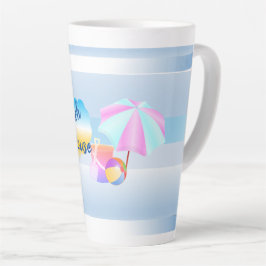 Taza De Café Latte Casa de playa azul Latte Mug