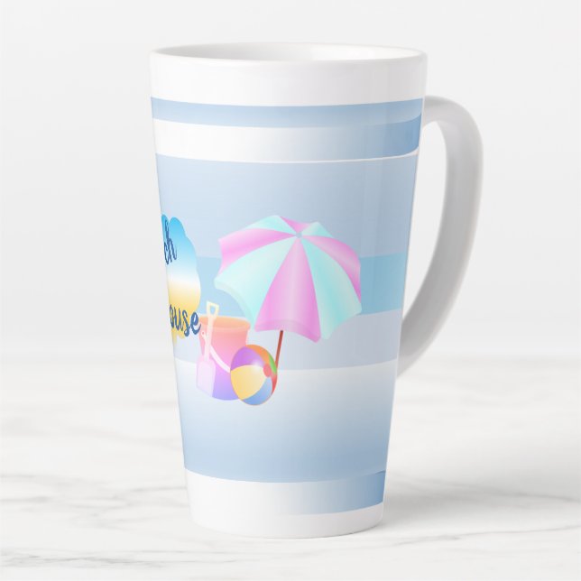 Taza De Café Latte Casa de playa azul Latte Mug (Ángulo derecho)
