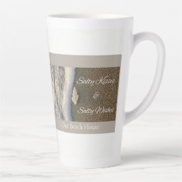 Taza De Café Latte Casa de Playa Salty Kisses & Salty Wishes Coastal