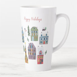 Taza De Café Latte Casas de Navidades de nieve vacacionales en invier