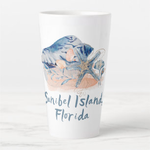 Taza De Café Latte Casas marinas de la isla de Sanibel 