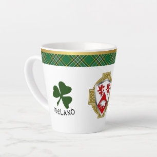 Taza De Café Latte Cassidy Irish Shield y Tartán Personalizados