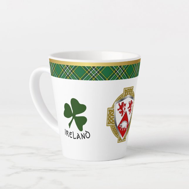 Taza De Café Latte Cassidy Irish Shield y Tartán Personalizados (Ángulo izquierdo)